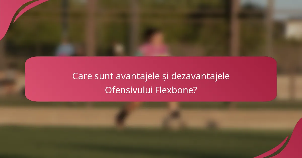 Care sunt avantajele și dezavantajele Ofensivului Flexbone?
