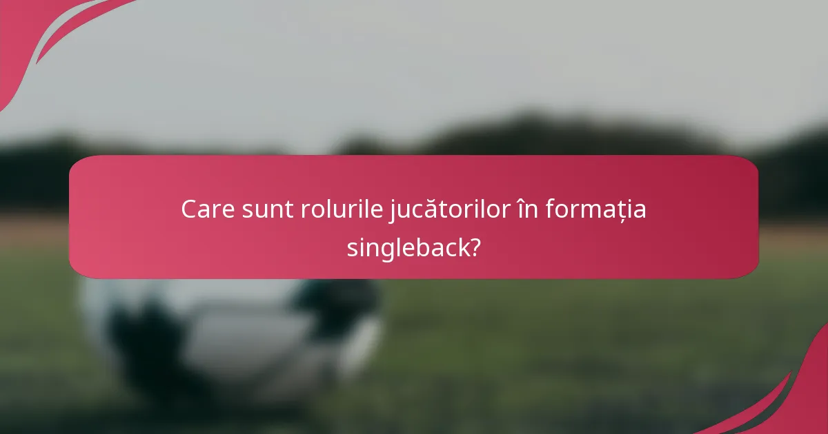Care sunt rolurile jucătorilor în formația singleback?