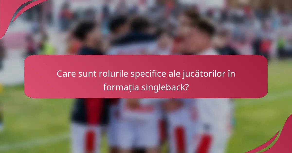 Care sunt rolurile specifice ale jucătorilor în formația singleback?