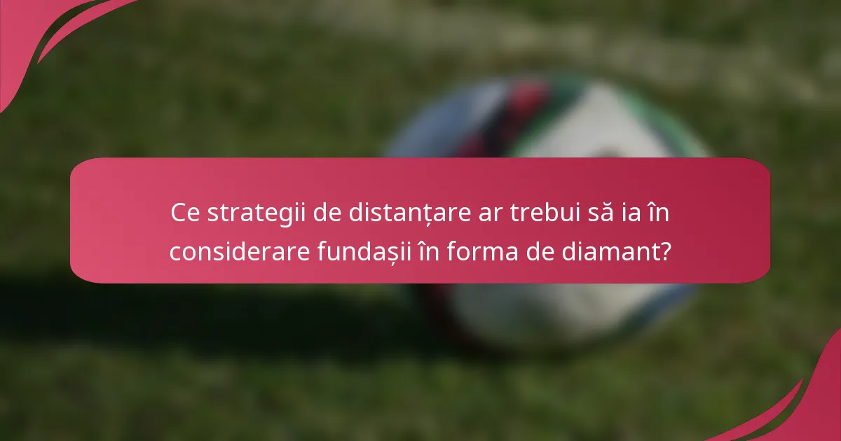 Ce strategii de distanțare ar trebui să ia în considerare fundașii în forma de diamant?