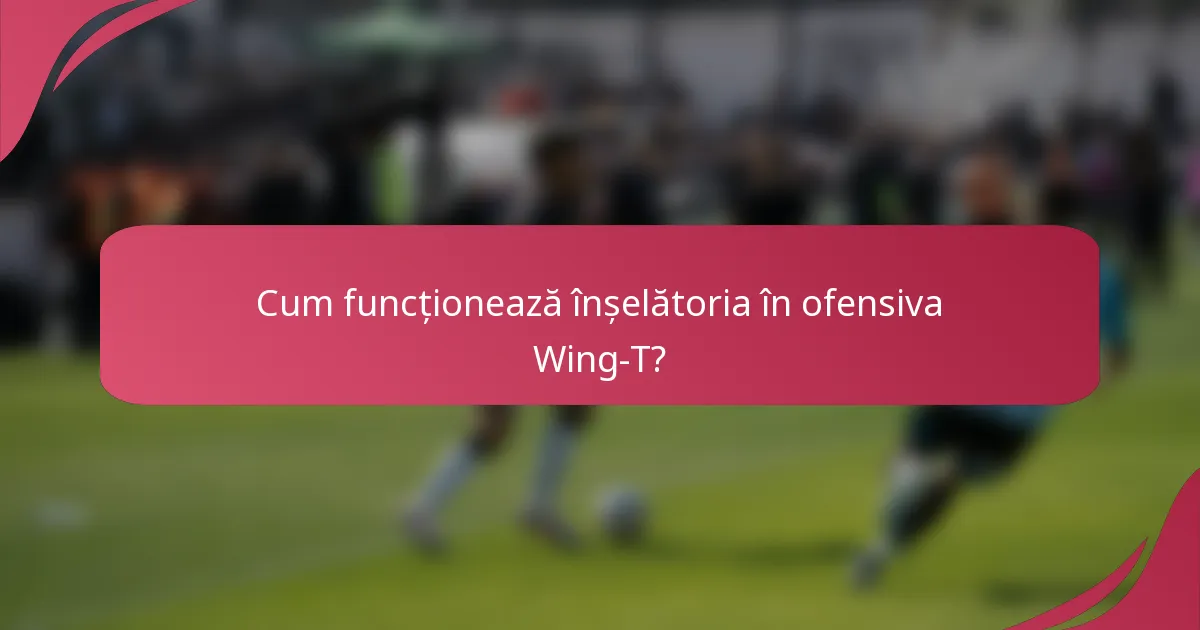 Cum funcționează înșelătoria în ofensiva Wing-T?
